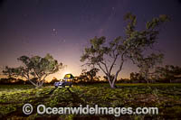 Camping under the night sky in the outback, near Manindee, New South Wales, Australia.