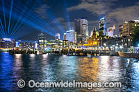 Sydney City decorated in light during Vivid Sydney's 2018 festival of light, music and ideas. Sydney, New South Wales, Australia.