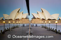 Sydney Opera House, reflected on glass window. Sydney, New South Wales, Australia.