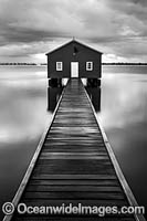 Crawley Edge Boatshed, also known as the Blue Boat House, on the Swan River. Perth, Western Australia.
